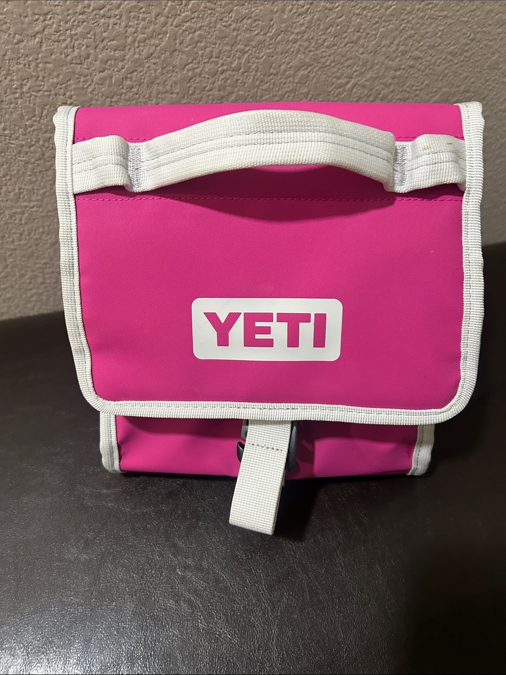Yeti Hot Pink Soft-Sided Lunch Tote with White Trim